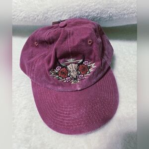 Tractor Supply Skull Rose Pink Red Adjustable Baseball Cap Hat NWT